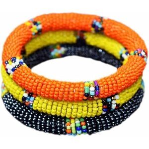 Tembo Crafts Africa - Set Of 3 Handmade Bangles For Women Maasai Beaded